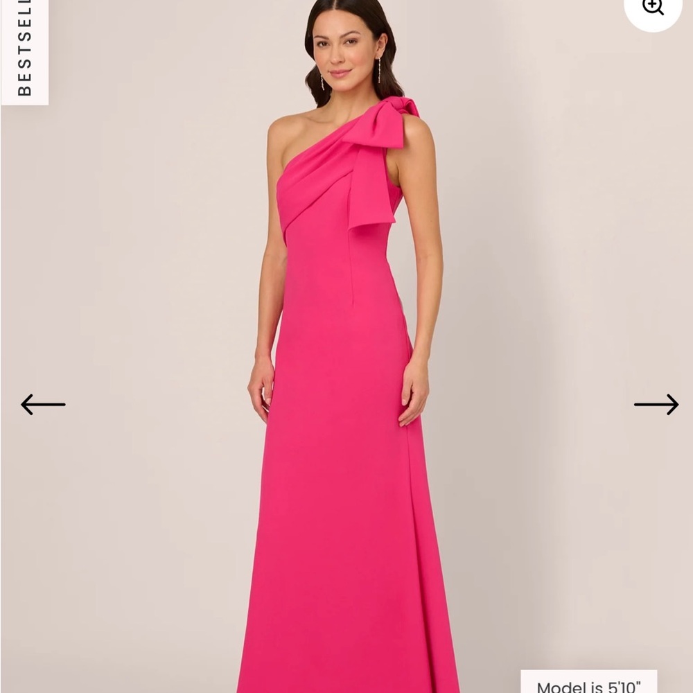 Adrianna Papell Pink Asymmetrical One-Shoulder Gown